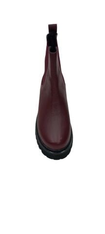 Bordo Hakiki Deri Kalın Tabanlı Yanları Lastikli Bot