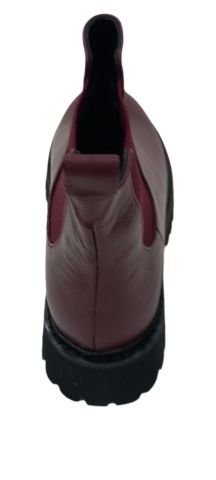 Bordo Hakiki Deri Kalın Tabanlı Yanları Lastikli Bot