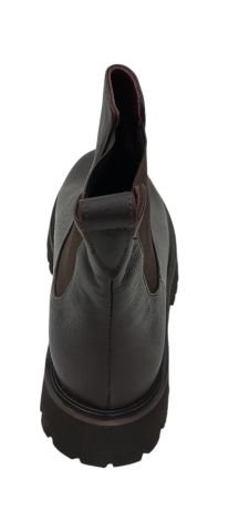 Kahverengi Hakiki Deri Kalın Tabanlı Yanları Lastikli Bot