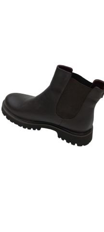 Kahverengi Hakiki Deri Kalın Tabanlı Yanları Lastikli Bot