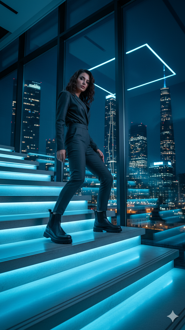 Kahverengi Hakiki Deri Kalın Tabanlı Yanları Lastikli Bot