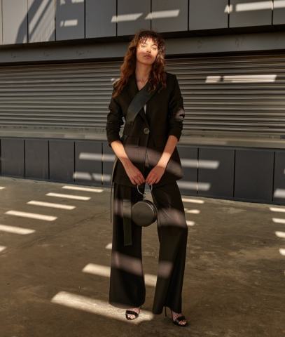 Siyah Gabardin Deri Kombinli Ceket