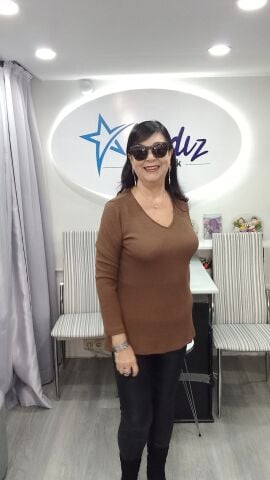 Büyük Beden Kahve798 Kaşkorse  V Yaka Likralı Cotton