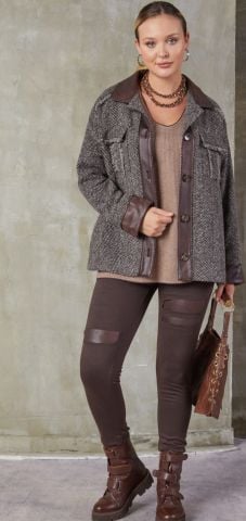Büyük Beden Kahve Tüvit Ceket