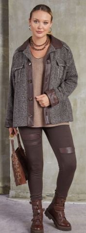 Büyük Beden Kahve Tüvit Ceket