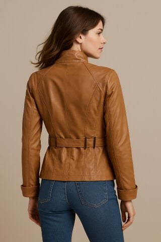 Hakiki   Deri Taba   Rengi Dik Yaka  Ceket