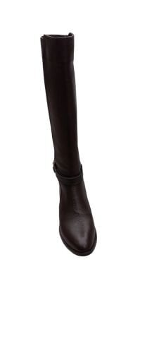 Kahve Rengi Uzun  Hakiki Deri Fermuarlı Çizme