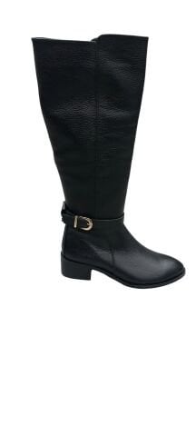 Siyah Rengi Uzun  Hakiki Deri Fermuarlı Çizme