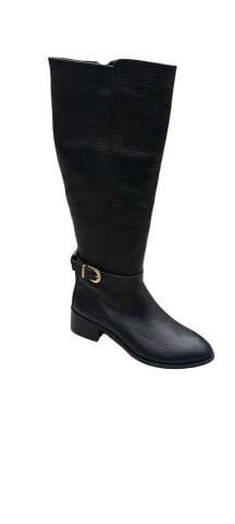 Siyah Rengi Uzun  Hakiki Deri Fermuarlı Çizme