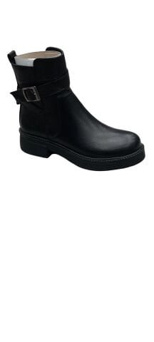 Siyah Hakiki Deri Bot Yandan Yermuarlı Tokalı