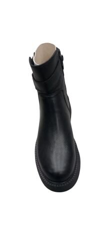 Siyah Hakiki Deri Bot Yandan Yermuarlı Tokalı