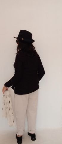 Siyah Ve Yaka  İtalyan Yumos Viskon Bluz