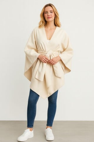 Kemik  Kaşe  Önü Geçmeli Pelerin