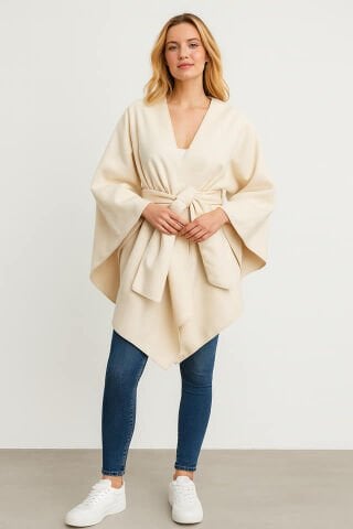 Kemik  Kaşe  Önü Geçmeli Pelerin