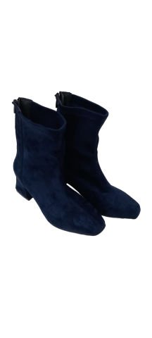 Lacivert Süet Streç Arkadan Fermuarlı Bot