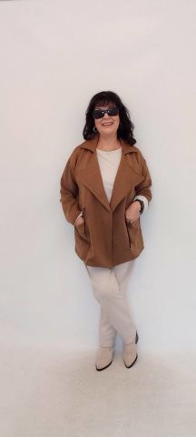 Taba Rengi İtalyan  Triko Hırka Modeli Ceket