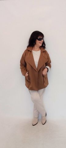 Taba Rengi İtalyan  Triko Hırka Modeli Ceket