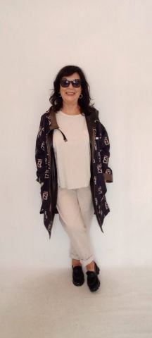 Hakiki Deri Kapşonlu Çift Taraflı Pardesü Havasında  Kaban