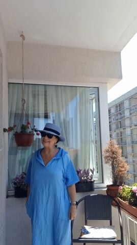 Leylak Rengi İtalyan  Keten Elbise