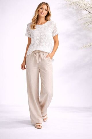 Beyaz   Beyaz Kipur Dantel Kısa Kollu Bluz