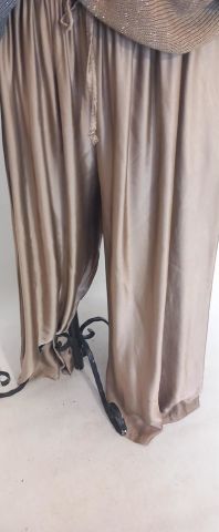 Saten Camel Rengi Beli Lastikli Pantalon