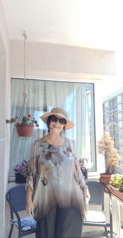 İtalyan İpek Kahve Çiçek Desenleri Olan Degrade Pantalonlu Takım
