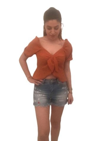 Taba Crop Fiyonklu Bluz 10488