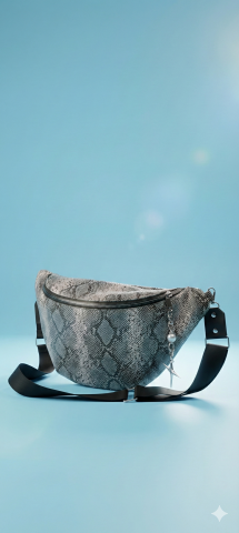 Gri Yılan Derisi Görünümlü Yumuşacık Fribag Çanta