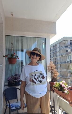 İtalyan Beyaz Önünde  Çanta Deseni Olan Cotton Bluz