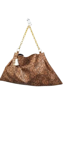 Taba Yılan Deri Baskili Kayik Modeli Zincir Sapli Çanta