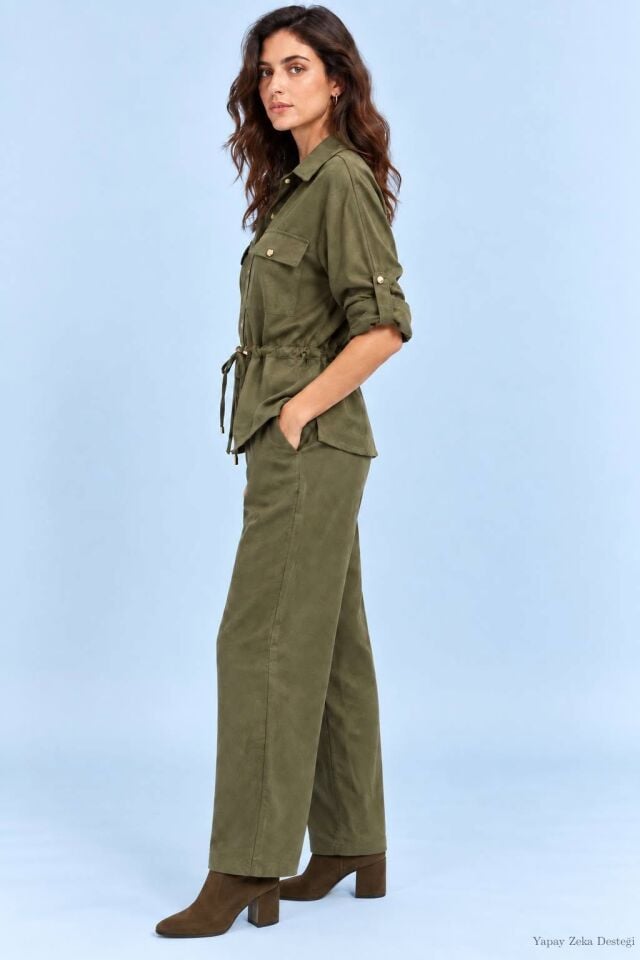 Kupra Kumaş Haki Yeşil Safari Pantolon Takım