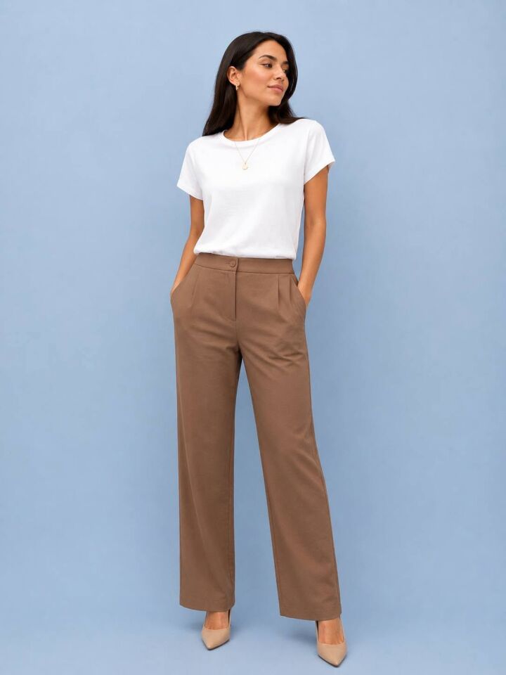 Kanvas Boru Paca Kahve Pantalon