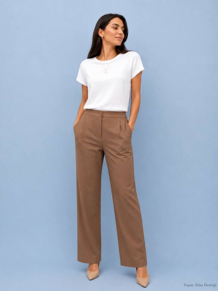 Kanvas Boru Paca Kahve Pantalon