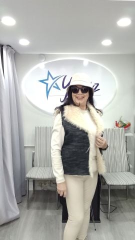 İtalyan Siyah Jean İçi Kürklü Peluş Yelek