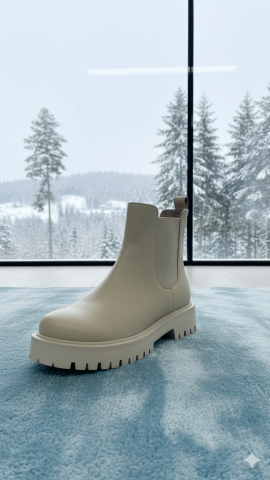 Kemik Hakiki Deri Kalın Tabanlı Yanları Lastikli Bot