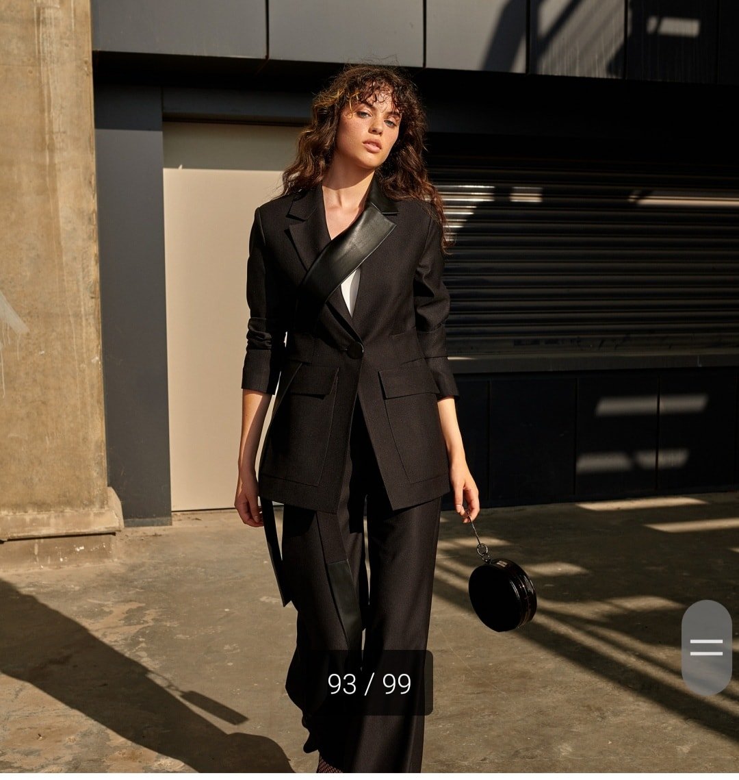 Siyah Dökümlü Gabardin Kumaş Pantalon