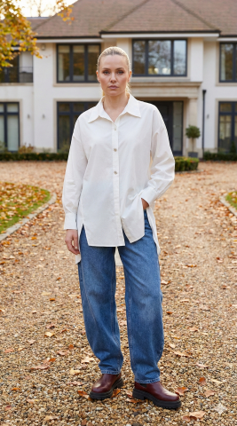 Beyaz Salaş Poplin Gömlek