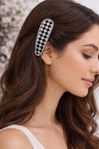 Siyah Beyaz  Dikdörtgen Modeli Firkete Toka