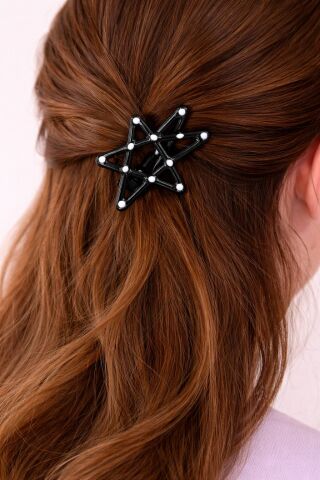 Yıldız Modeli Siyah Taşlı Firkete Toka