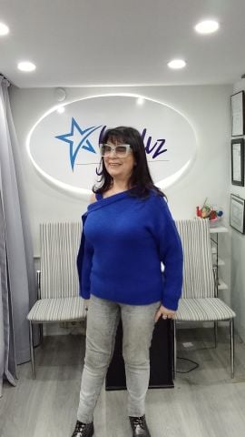 Saks Rengi Asimetri Bir Omuzu Askılı Triko Kazak