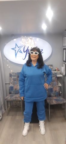 Büyük Beden Mavi Üç İplik Kapşonlu  Takım