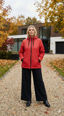 Hakiki Deri Kırmızı Çift Taraflı Kapüşonlu Kaban – İki Tarafı da Tarz