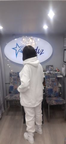 Büyük Beden Beyaz Üç İplik Kapşonlu Eşofman Takım