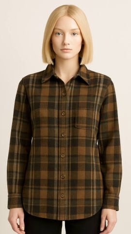 Haki Rengi Kareli Oduncu İtalyan Gömlek