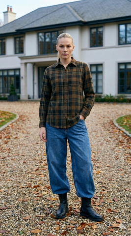 Haki Rengi Kareli Oduncu İtalyan Gömlek