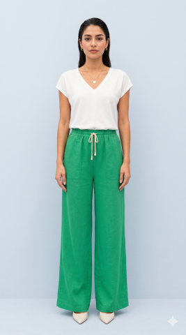 Keten Yeşil  Yarım Şalvar İtalyan  Pantalon