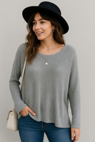 İtalyan  İnce Gri  Viskon Salaş Triko