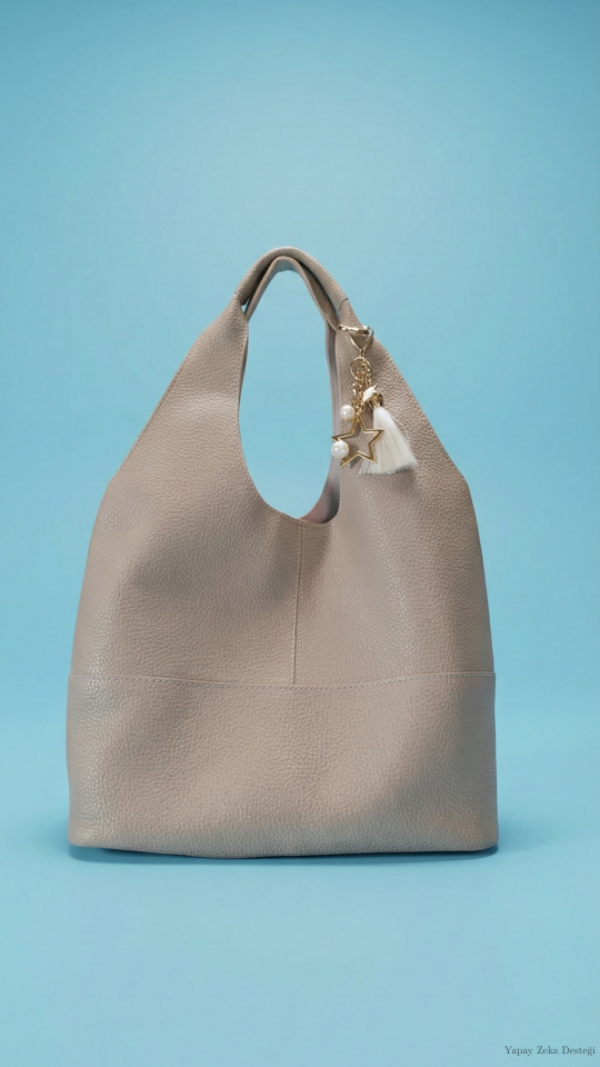 Bej Torba Modeli Hacimli Çanta