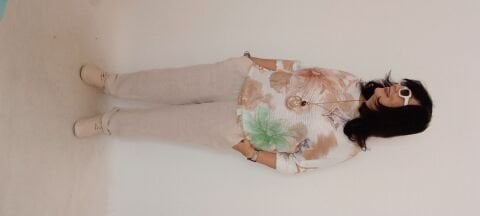 Desenli Merserize Yarasa Kol Cotton Bluz