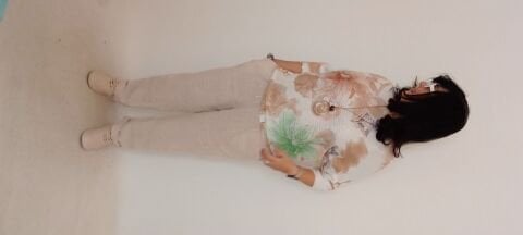Desenli Merserize Yarasa Kol Cotton Bluz